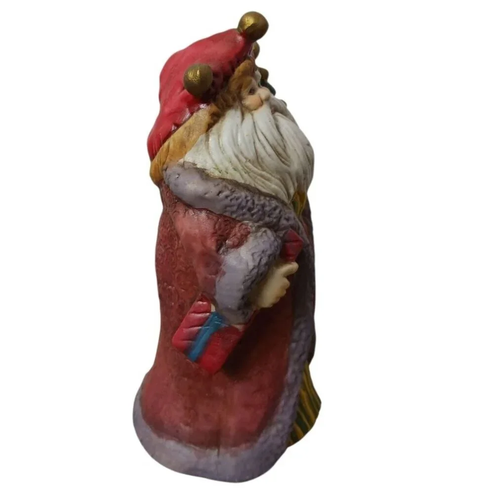 Woodland Vtg  Ceramic Santa Claus Figurine With Gift Bag & Tree